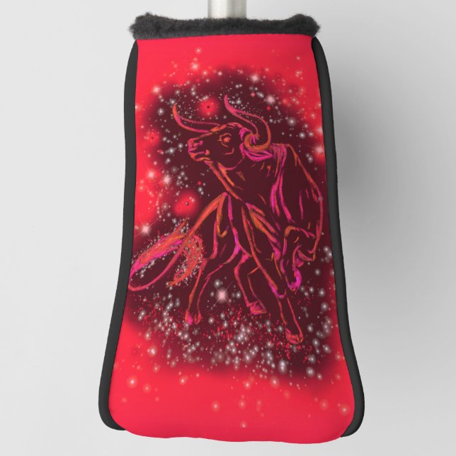 Running Bull Golf Head Cover Red Starry Night (Rotate 90)