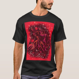 Running Bull T-Shirt Red Starry Night