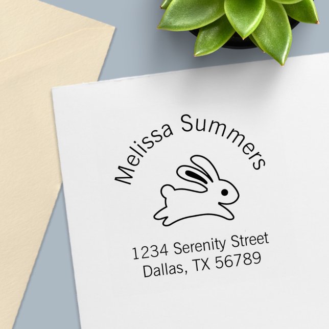 Running Bunny Rabbit Address Self-inking Stamp (Creator Uploaded)