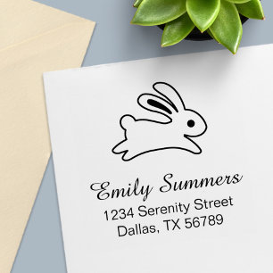 Running Bunny Rabbit Address Self-inking Stamp
