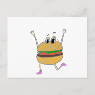 running burger postcard