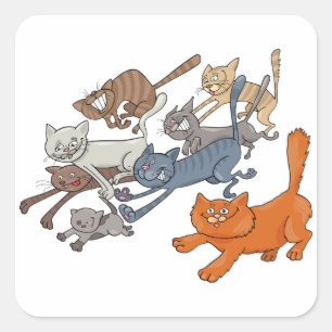 Running Cats Square Sticker
