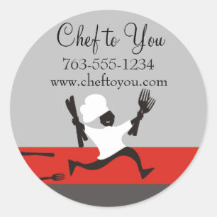 Running chef fork knives gift tag labels