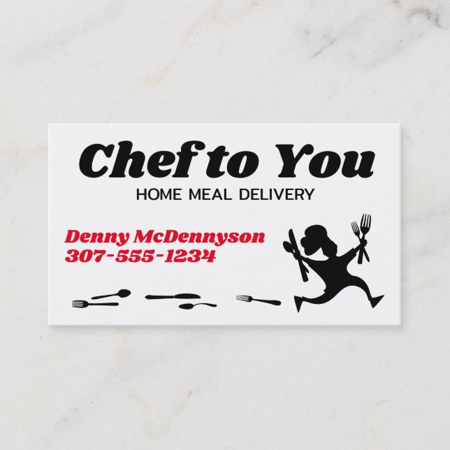 Running chef meal delivery catering business card (Front)