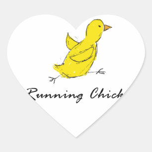 Running Chick Heart Sticker