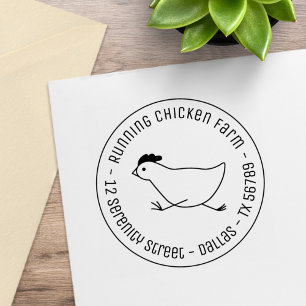 Running Chicken Business Address Egg Carton Rubber Stamp