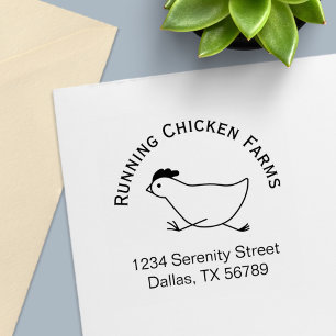 Running Chicken Business Logo Address Egg Carton Self-inking Stamp