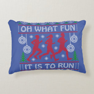 Running Christmas Gift Idea What Fun It Is To Run Accent Pillow