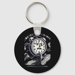 Running Clock Make Every Second Count Sticker Keychain