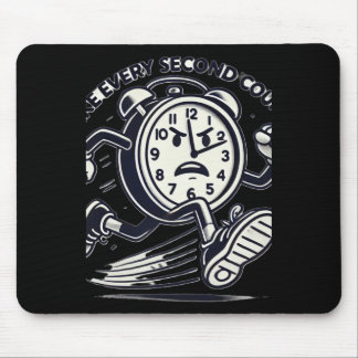 Running Clock Make Every Second Count Sticker Mouse Pad