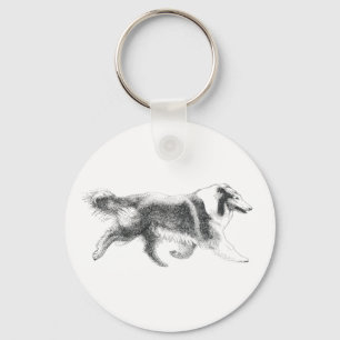 Running Collie keychain