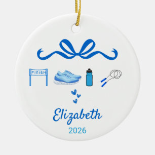 Running Coquette Ornament, Half Marathon Gift Ceramic Ornament