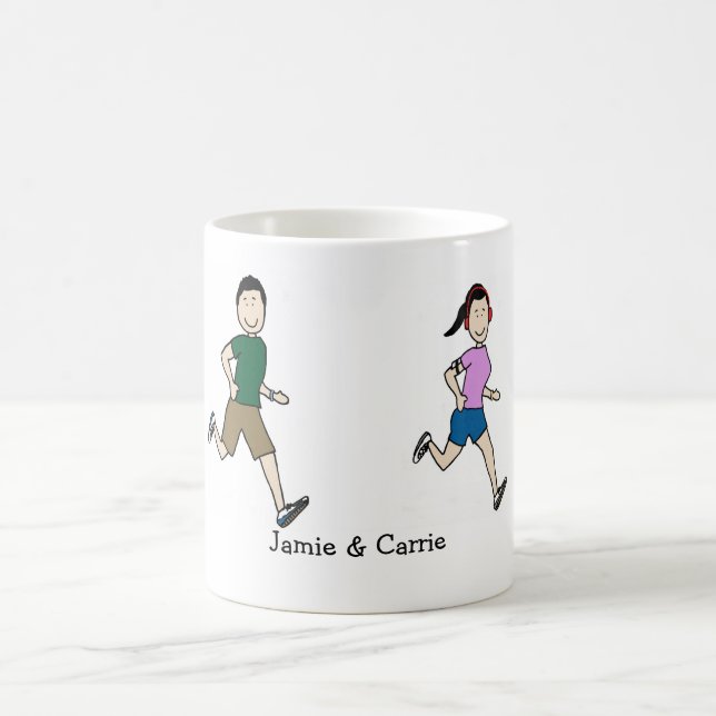 Running couple - personalized cartoon mug (Center)