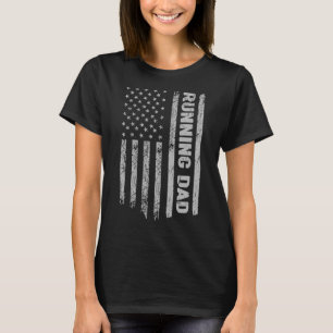 Running Dad America Us Flag Patriot  Vintage T-Shirt