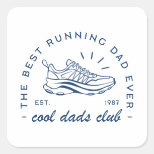 Running dad run club the best runner vintage square sticker