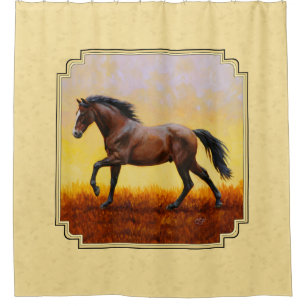 Running Dark Bay Horse Yellow