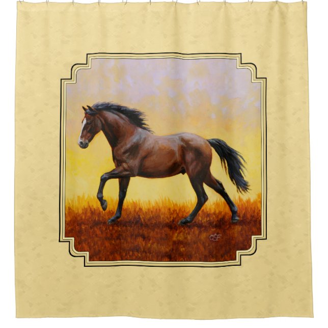 Running Dark Bay Horse Yellow (Front)