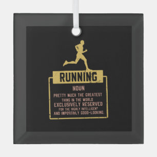 Running Definition Glass Ornament