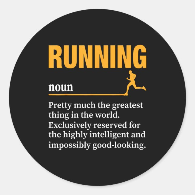 Running Definition Humor Marathon Funny Athlete Ru Classic Round Sticker (Front)