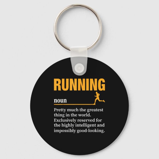Running Definition Humor Marathon Funny Athlete Ru Keychain (Front)