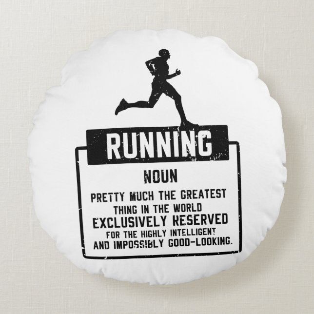 Running Definition Round Pillow (Front)