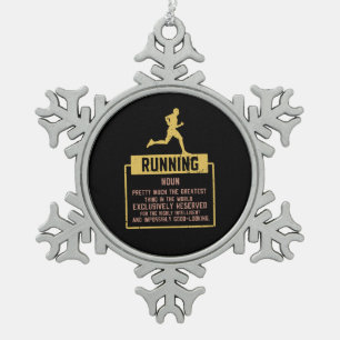 Running Definition  Snowflake Pewter Christmas Ornament