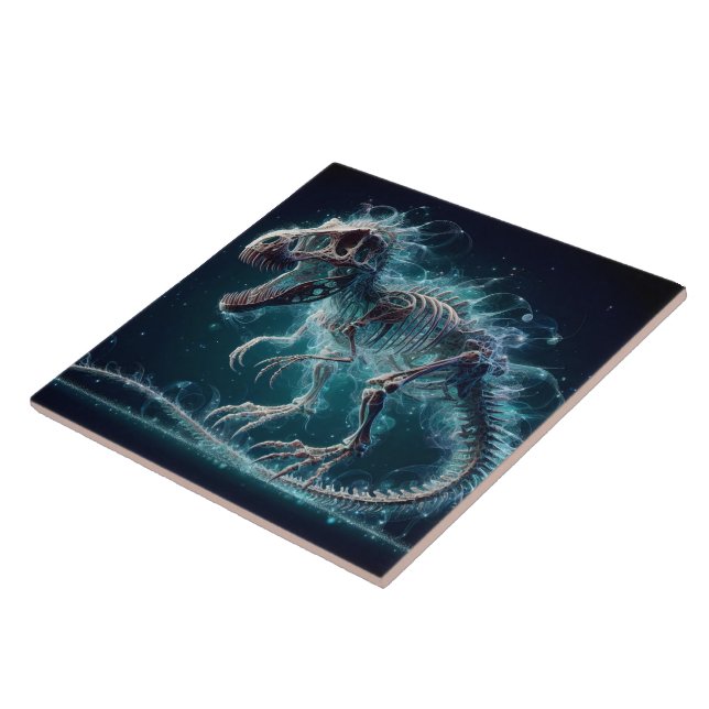 Running Dinosaur Skeleton in Dreamy Land Tile (Side)