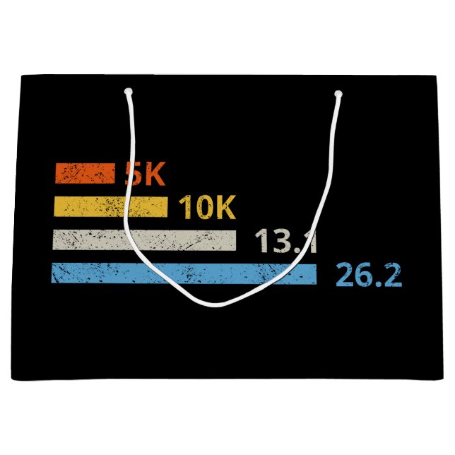 Running Distances I - 5K 10K 13.1 26.2 Marathoner Large Gift Bag (Front)