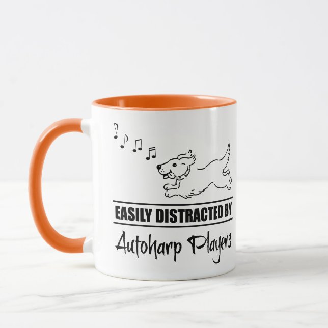 Running Dog Easily Distracted by Autoharp Players Mug (Left)