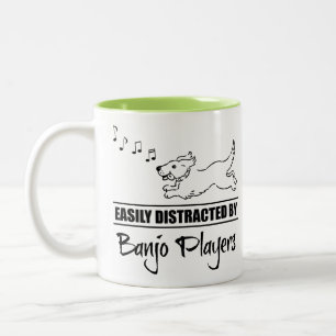 Running Dog Easily Distracted by Banjo Players Two-Tone Coffee Mug