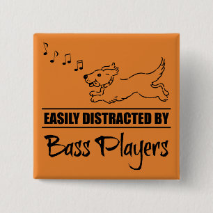 Running Dog Easily Distracted by Bass Players 2 Inch Square Button