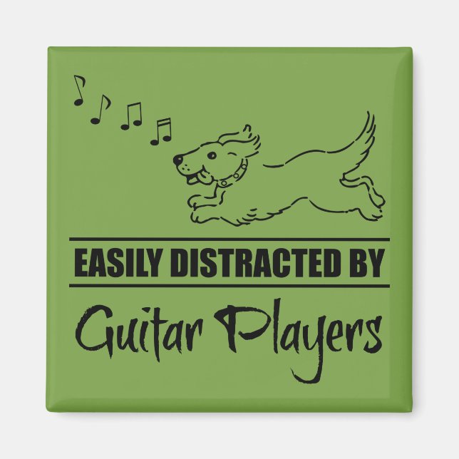 Running Dog Easily Distracted by Guitar Players Magnet (Front)