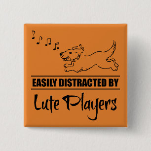 Running Dog Easily Distracted by Lute Players 2 Inch Square Button