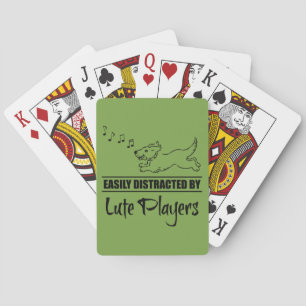 Running Dog Easily Distracted by Lute Players Playing Cards