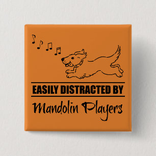 Running Dog Easily Distracted by Mandolin Players 2 Inch Square Button