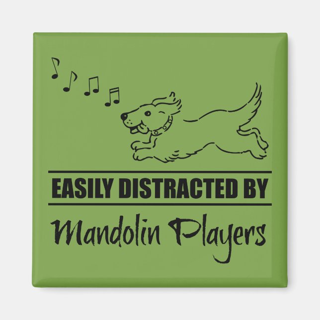 Running Dog Easily Distracted by Mandolin Players Magnet (Front)