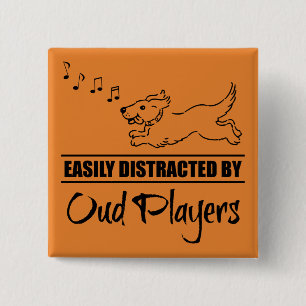 Running Dog Easily Distracted by Oud Players 2 Inch Square Button
