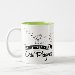 Running Dog Easily Distracted by Oud Players Two-Tone Coffee Mug