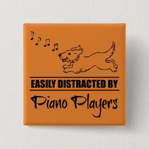 Running Dog Easily Distracted by Piano Players 2 Inch Square Button