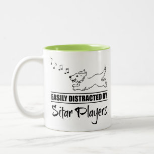 Running Dog Easily Distracted by Sitar Players Two-Tone Coffee Mug