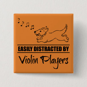 Running Dog Easily Distracted by Violin Players 2 Inch Square Button