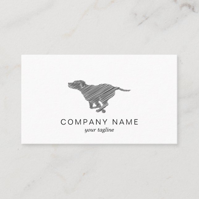 Running Dog with Black Scribble  Business Card (Front)