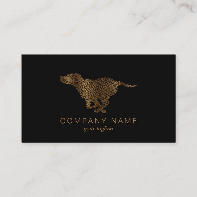 Running dog with Gold Scribble  Business Card (Front)