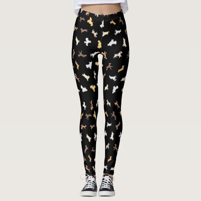 Running Dogs (Large Pattern) Leggings (Front)
