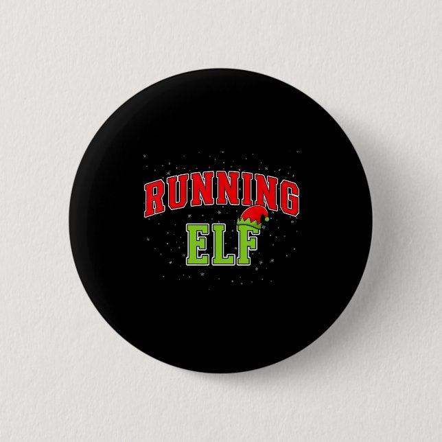 Running Elf Christmas Family Matching Group Xmas R 2 Inch Round Button (Front)