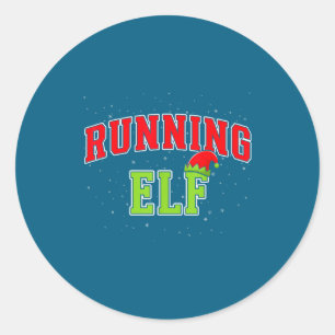 Running Elf Christmas Family Matching Group Xmas R Classic Round Sticker