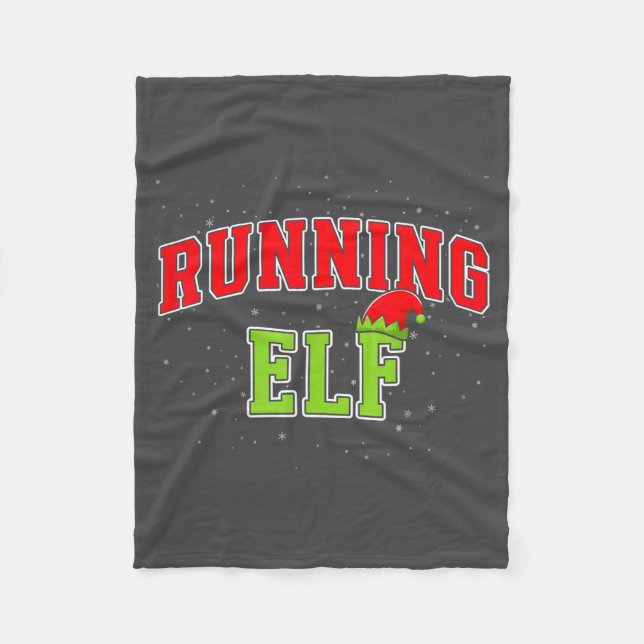 Running Elf Christmas Family Matching Group Xmas R Fleece Blanket (Front)
