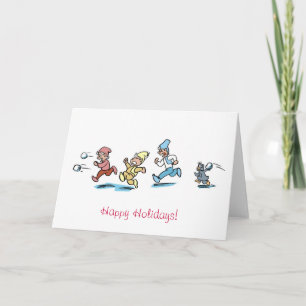 Running elf holiday card