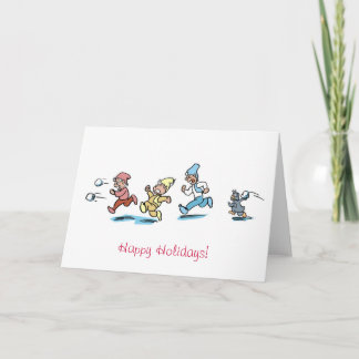 Running elf holiday card