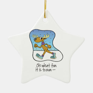 Running Exercise Reindeer Christmas Ceramic Ornament